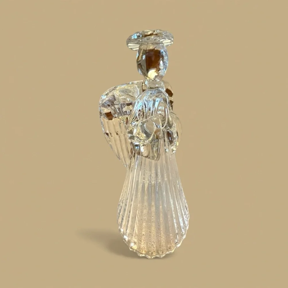 Set of 2 vintage crystal angels, candle holders, excellent condition